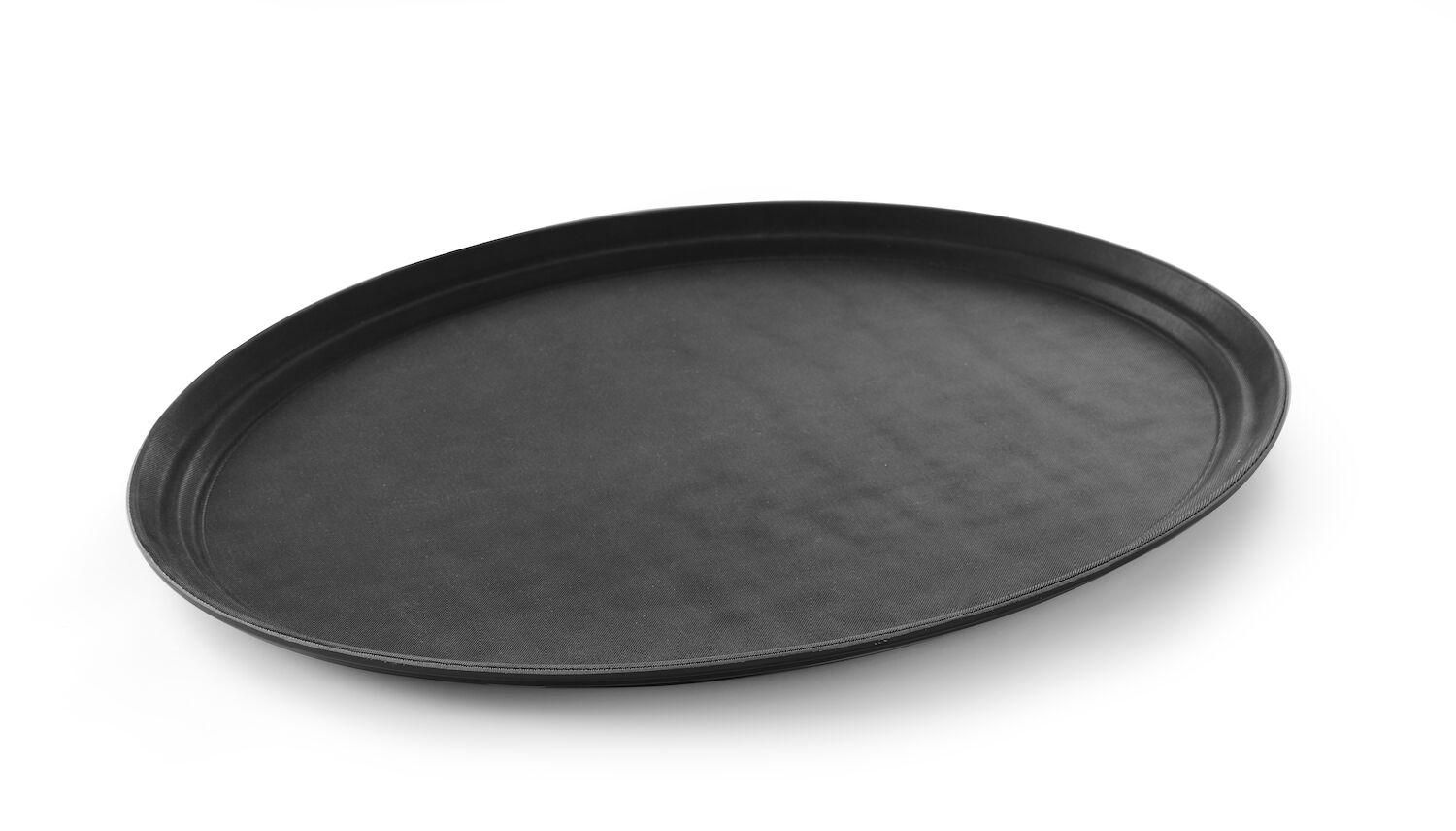 Serviertablett Oval 73.5x60 cm, schwarz Rutschfest