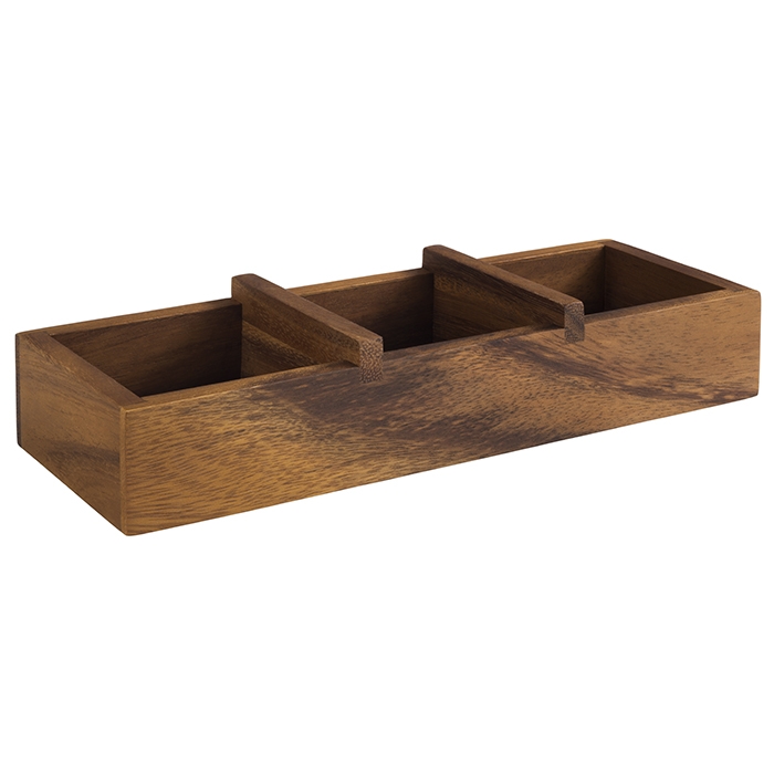 Holzbox Tablecaddy 23.5X8.5 cm / H 4.5cm, 3 Fächer