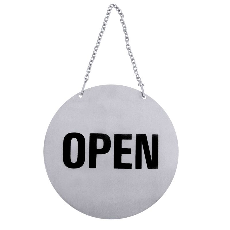 Türklinken-Schild "Open / closed" Ø 13 cm, CNS