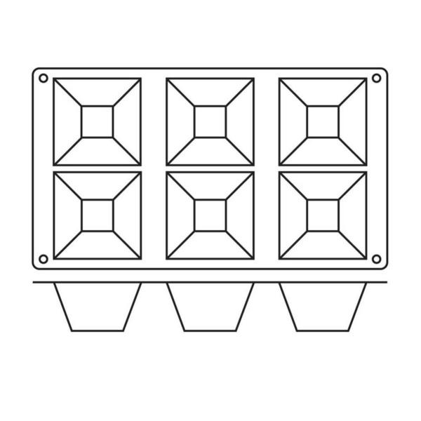 Silikonbackmatte Pyramide, Form: 71 x 71 / H 4 cm